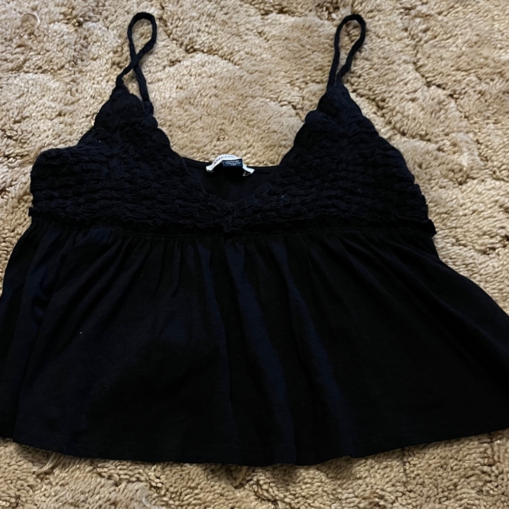 American Eagle Outfitters Black Lace-Trim Cropped Camisole